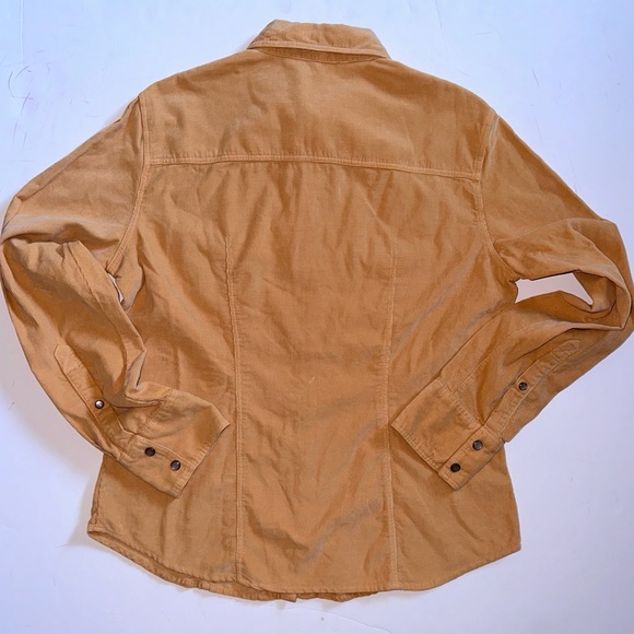 J.Crew Corduroy fitted western style Top snap closure long sleeve tan color SZ:L - Picture 10 of 13